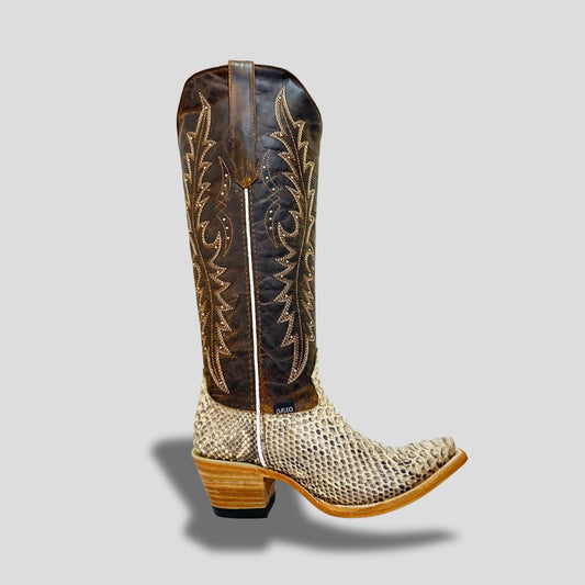 Bota Elegante De Piel Genuina De Piton Para Dama