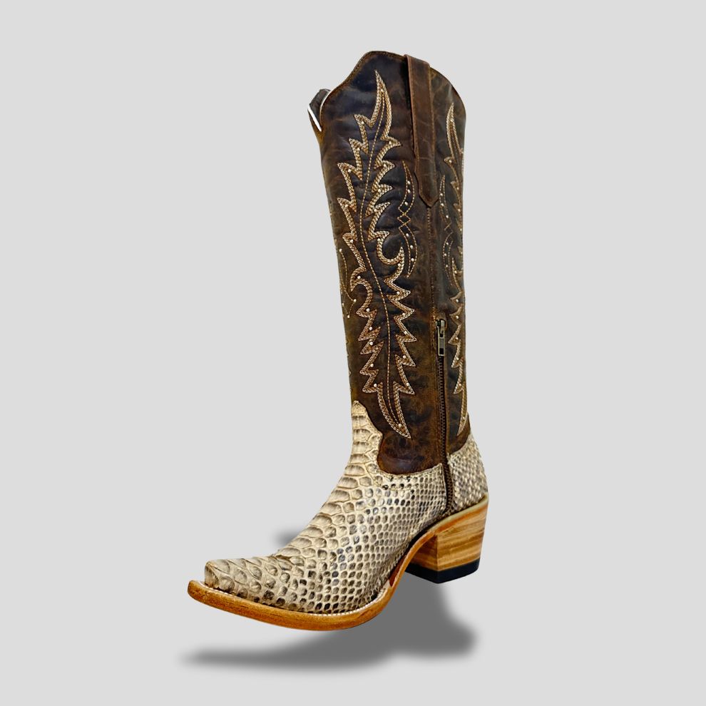 Elegant Genuine Python Leather Boot for Women