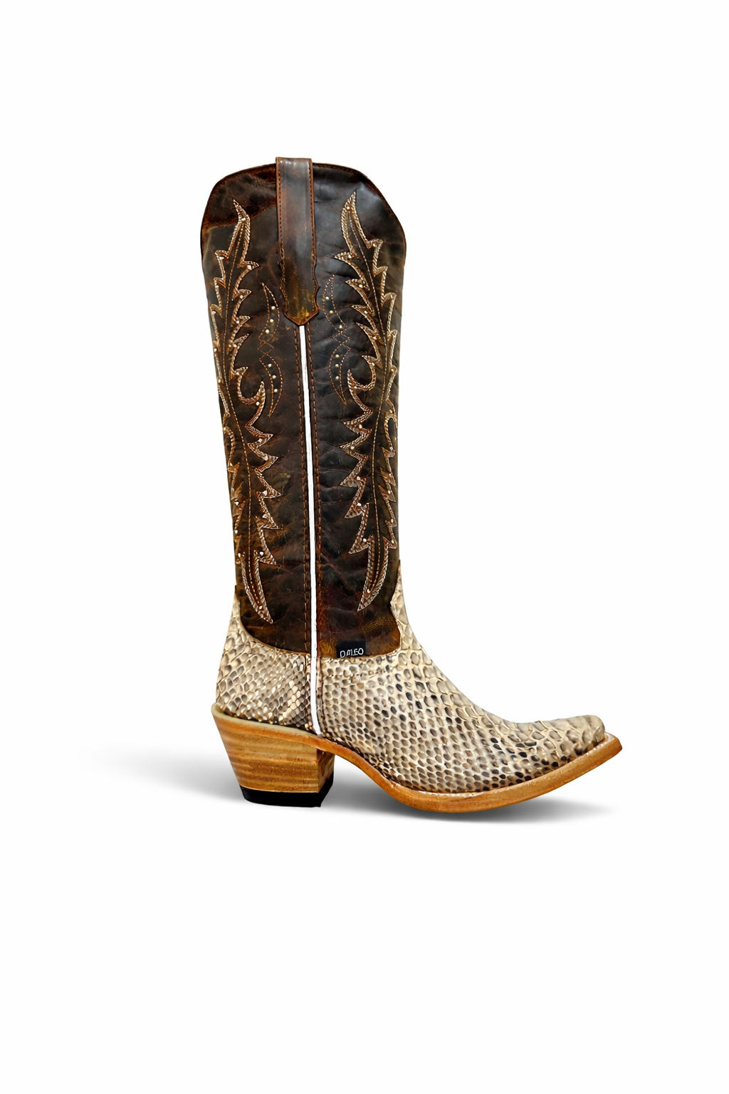 Bota Elegante De Piel Genuina De Piton Para Dama