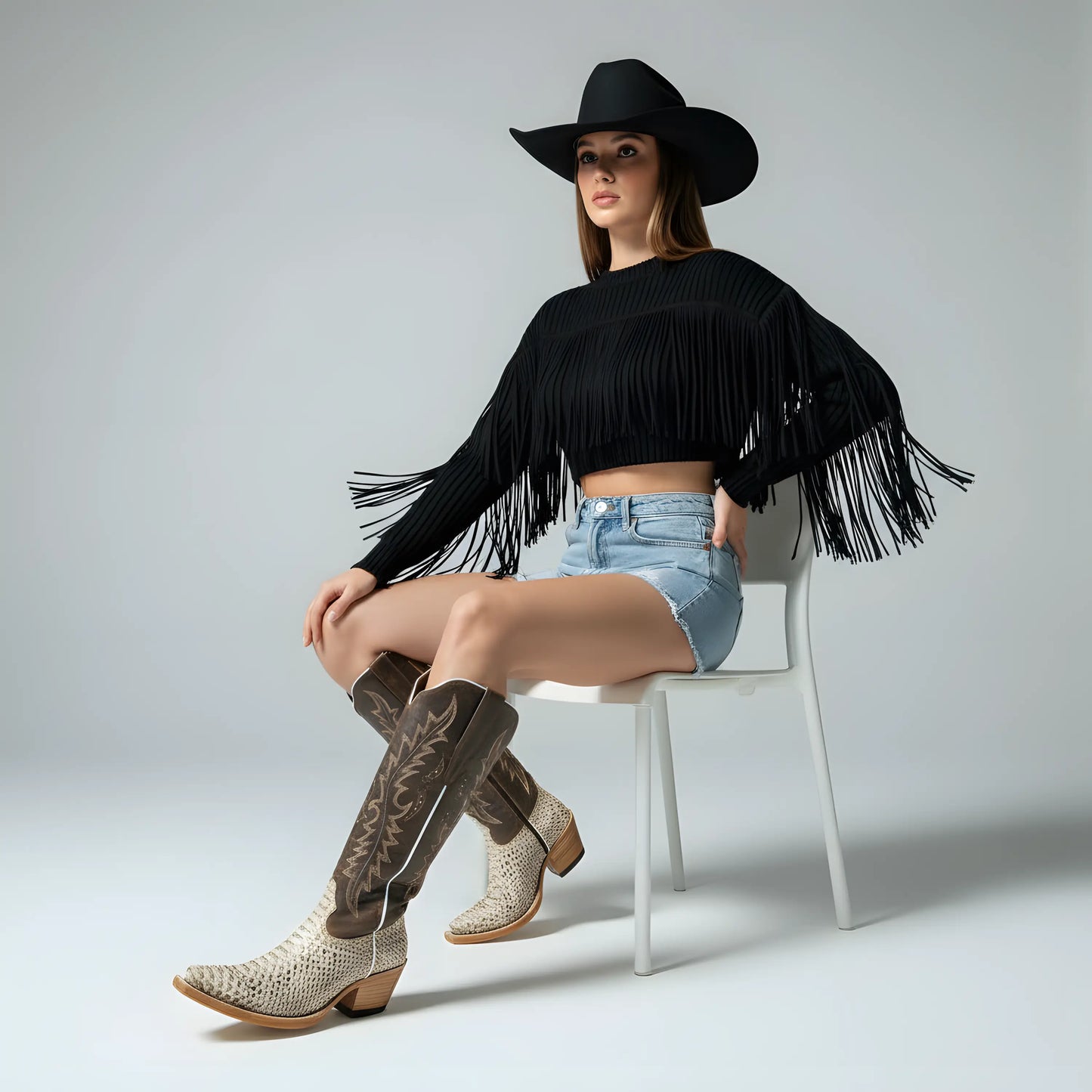 Elegant Genuine Python Leather Boot for Women