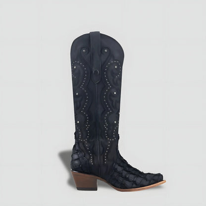 Bota Elegante De Piel Genuina De Pirarucú Para Dama