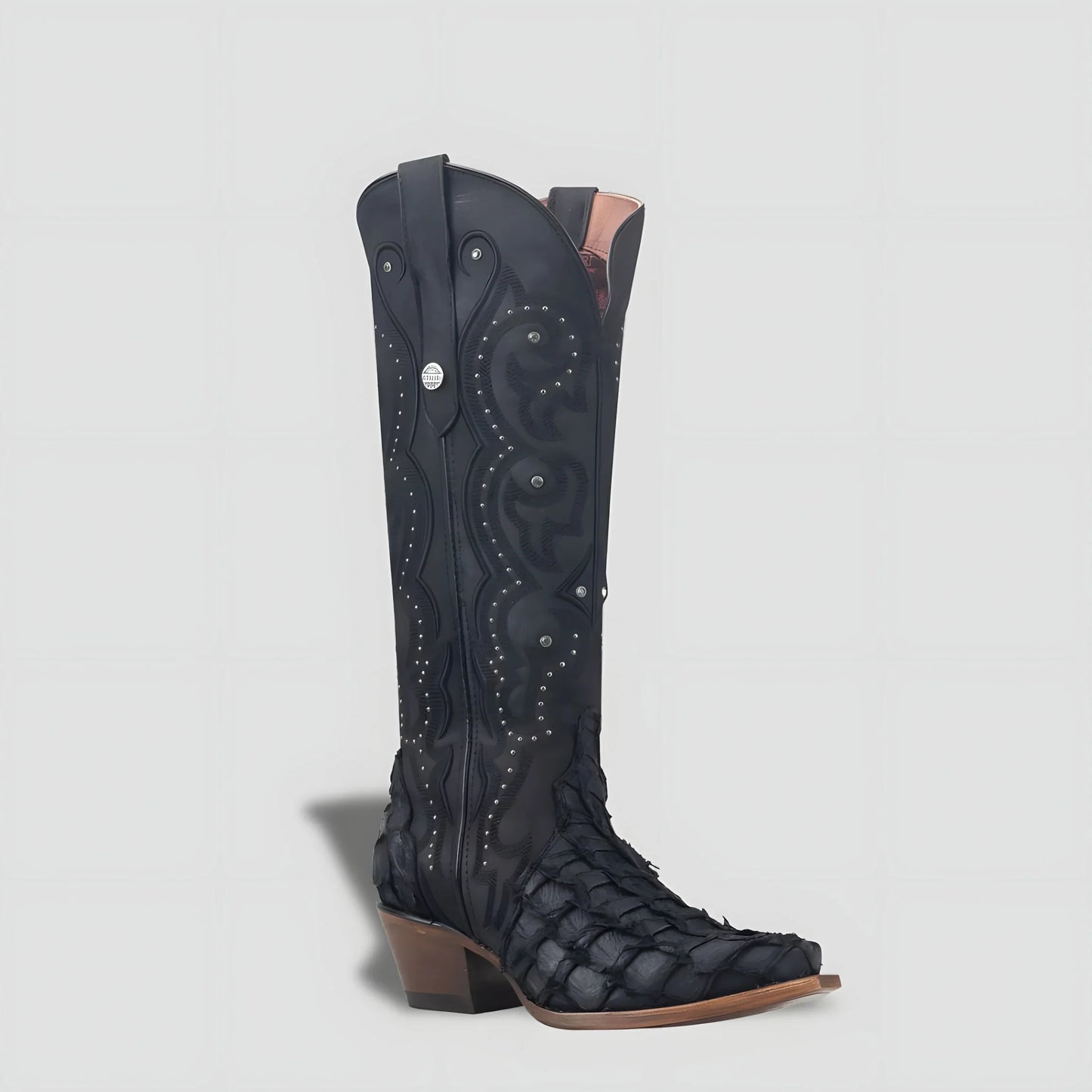 Bota Elegante De Piel Genuina De Pirarucú Para Dama