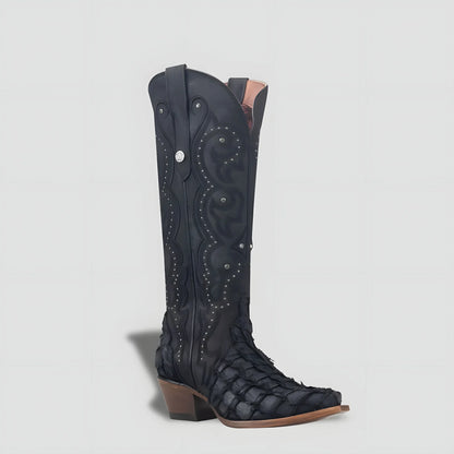 Bota Elegante De Piel Genuina De Pirarucú Para Dama