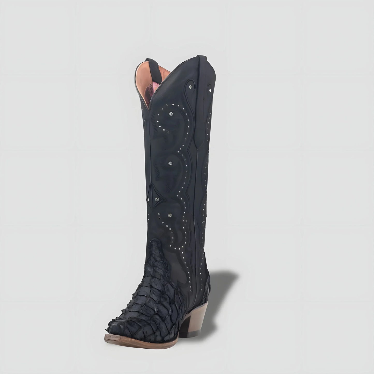 Bota Elegante De Piel Genuina De Pirarucú Para Dama