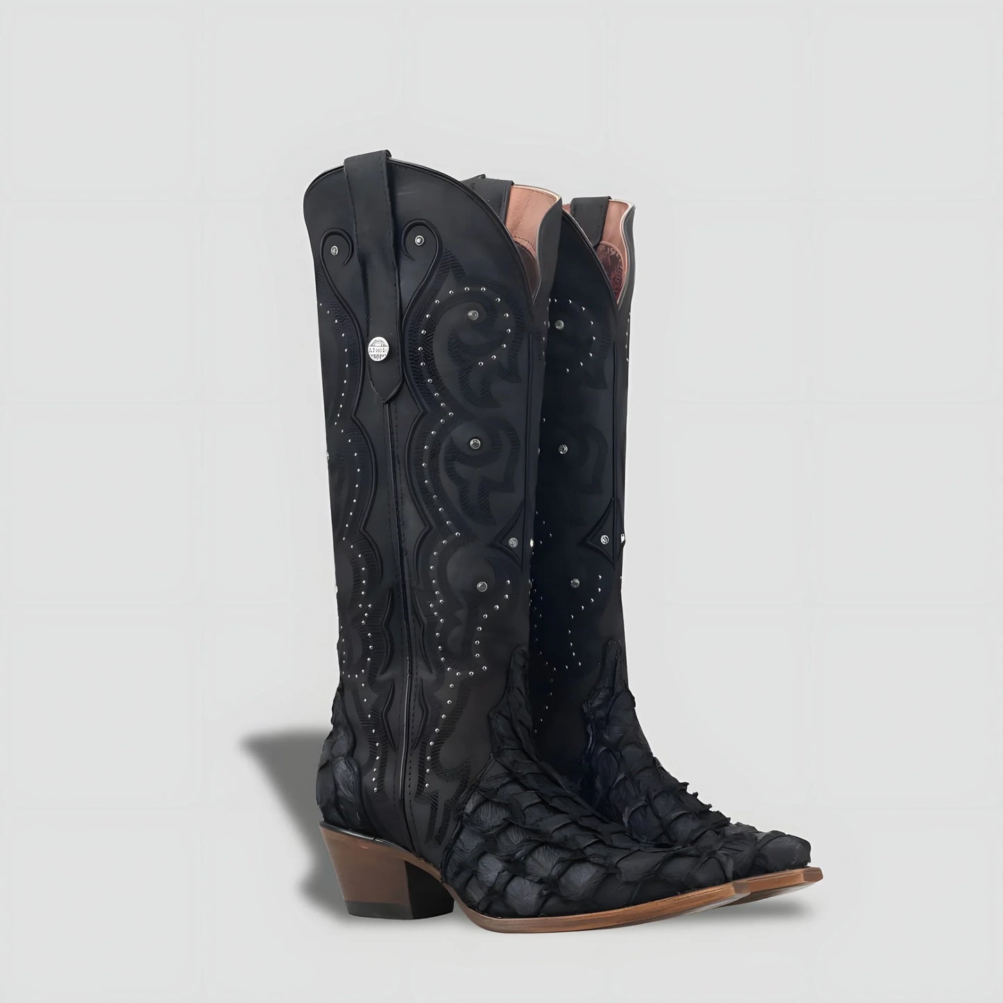 Bota Elegante De Piel Genuina De Pirarucú Para Dama