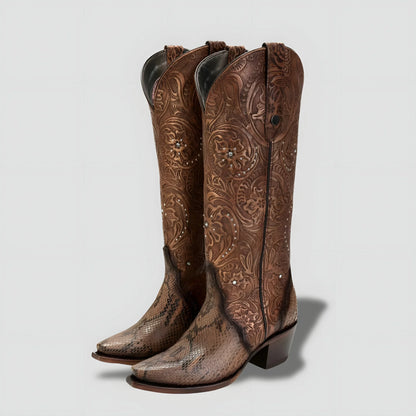 Elegant Genuine Python Leather Boot for Women