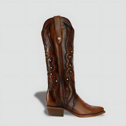 Bota Elegante De Piel Genuina De Cabra Para Dama