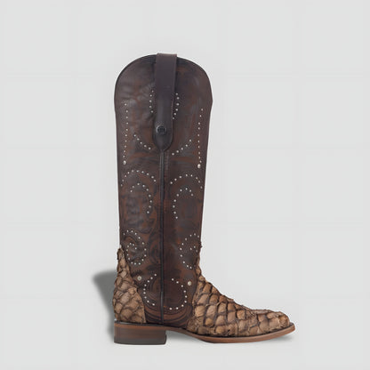 Elegant Genuine Pirarucú Leather Boot for Women