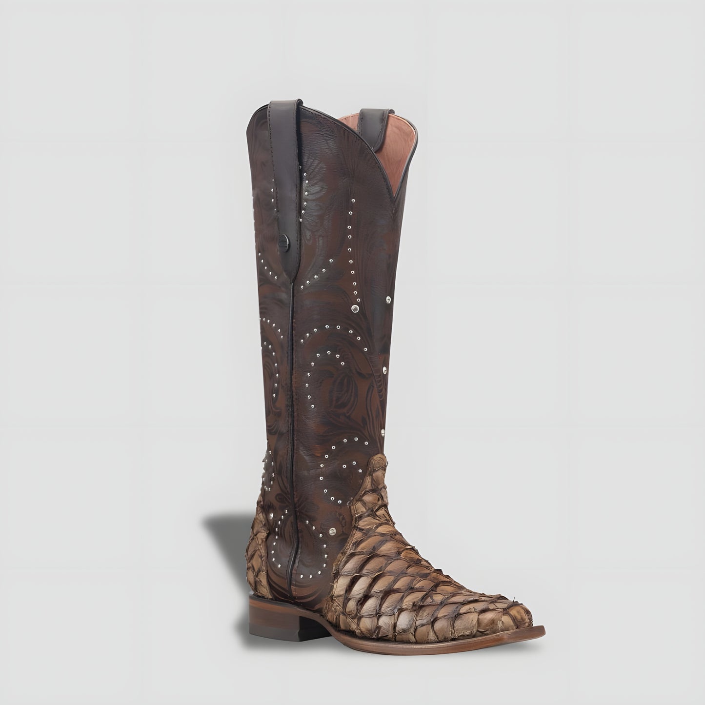 Elegant Genuine Pirarucú Leather Boot for Women