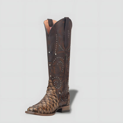 Elegant Genuine Pirarucú Leather Boot for Women