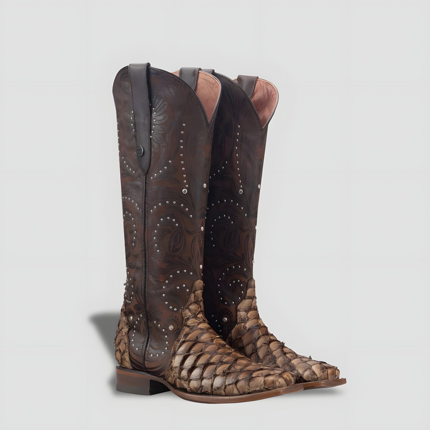 Elegant Genuine Pirarucú Leather Boot for Women