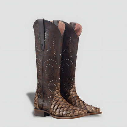 Elegant Genuine Pirarucú Leather Boot for Women