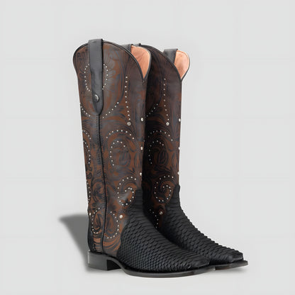 Elegant Genuine Python Leather Boot for Women