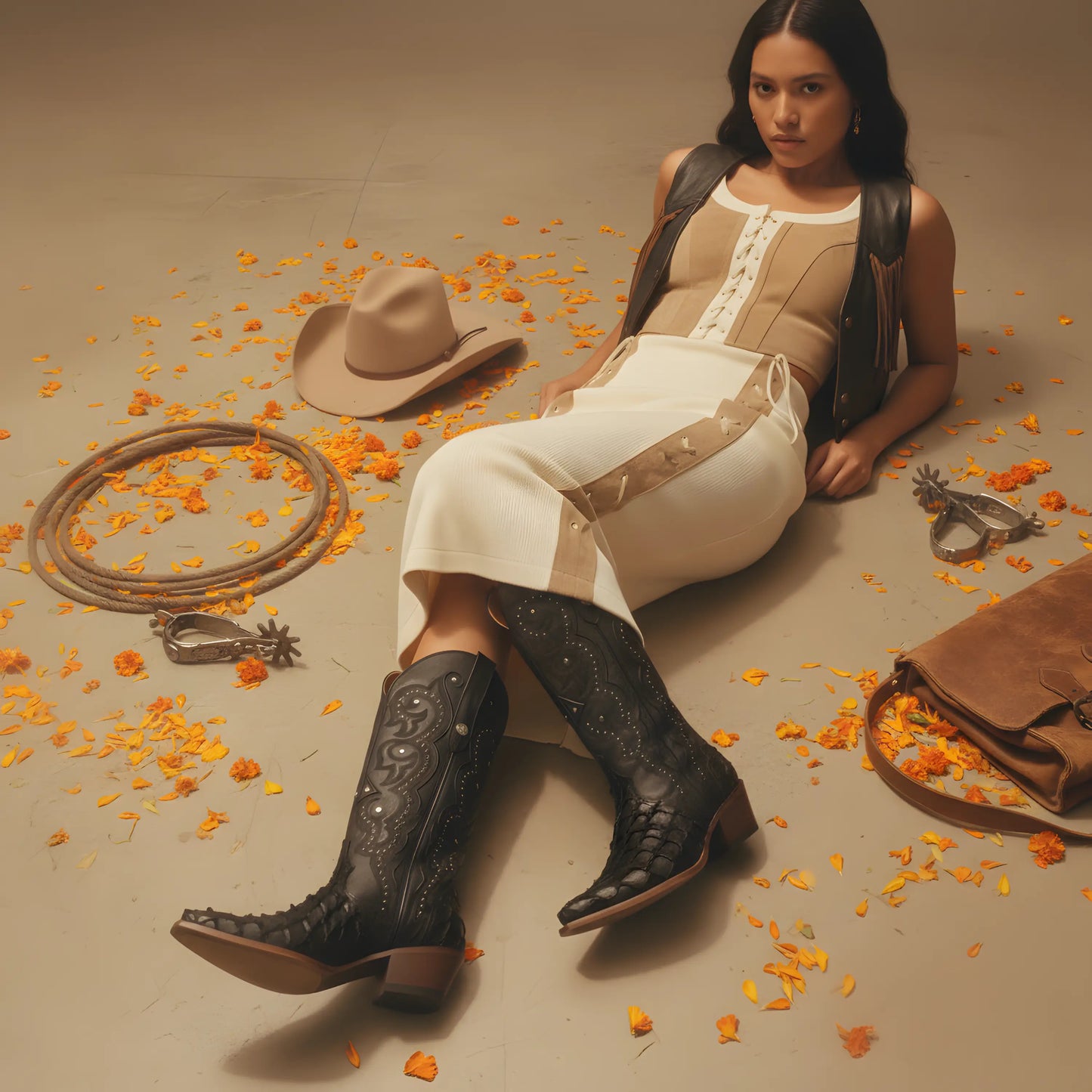 Bota Elegante De Piel Genuina De Pirarucú Para Dama